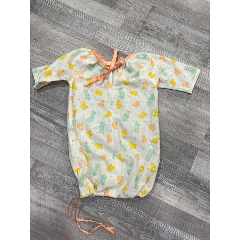 Vintage Style Infant Sleep Sack Gown Pastel Bunny Duck Print Newborn Sleeper
